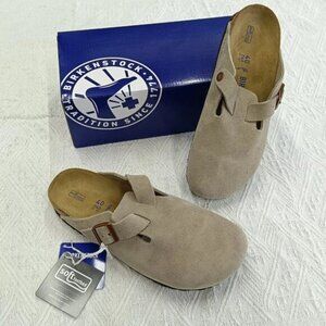 Birkenstock Boston Soft Footbed Taupe Suede Wide